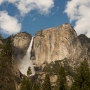 Upper Yosemite Fall<br>Columbia Rock is visible near the left side of the picture. We hiked up the trail to this viewpoint. The trail had over 60 switchbacks in the first mile and a gain in elevation of about 1400 feet.